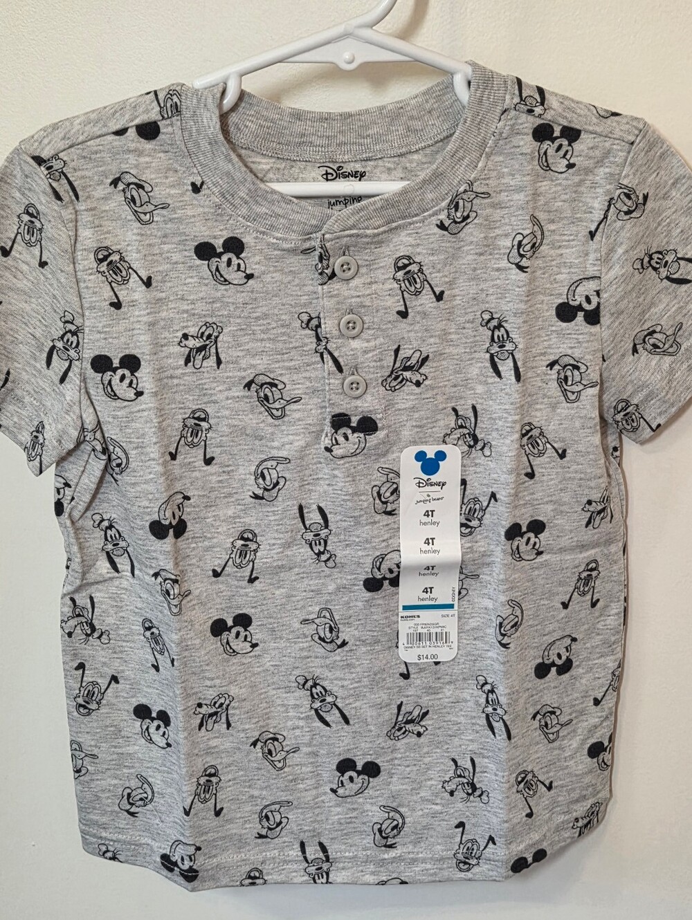 Toddler Gray Black Mickey Pluto Goofy Polo Shirt 4T Disney Jumping Beans NWT $14